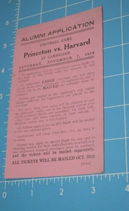 1914 Football Game Princeton vs Harvard University Alumni Ticket Request Card NJ - Bild 1 von 2