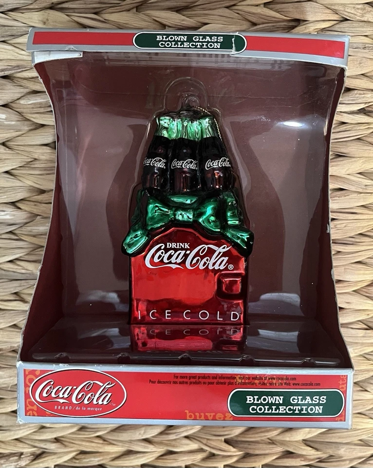 Colección de adornos de vidrio soplado Coca-Cola representa 6 botellas nuevo en caja Foto 1 de 4