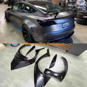 FITS FOR TESLA MODEL 3 UNPAINTED FRP FRONT REAR BUMPER SIDE FENDER WHEEL COVER - Picture 1 of 10