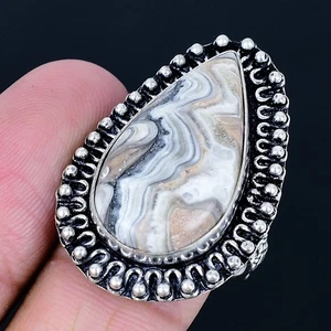 Calcite Agate 925 Silver Plated Handmade Ring of US Size 9 - Picture 1 of 3