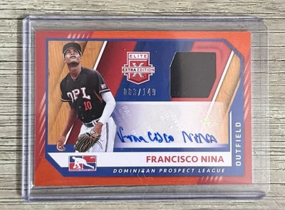 2021 Elite Extra Francisco Nina Prospect Auto Autograph Jersey Orange #83/149 - Image 1 of 2