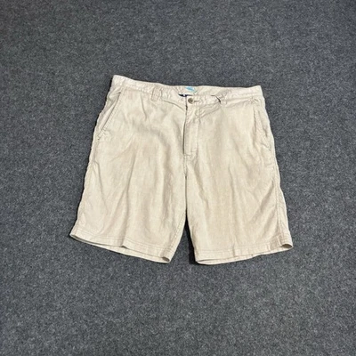 Pantalones Cortos Tommy Bahama Para Hombre 38 Beige Mezcla de Lino Informales Frente Plano Foto 1 de 4