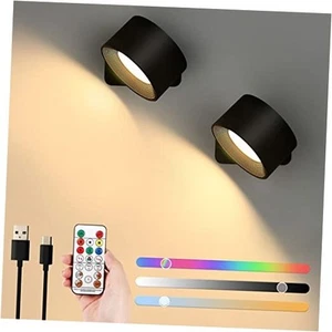 2PC LED Wall Sconces, 19 Colors Dimmable Wall Mounted Lamp with Black-2 Pack - Picture 1 of 7