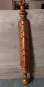Vintage Wooden 7 Slot Rolling Pin Recipe Card Holder Wall Hanging 18" Farm House - Picture 1 of 8