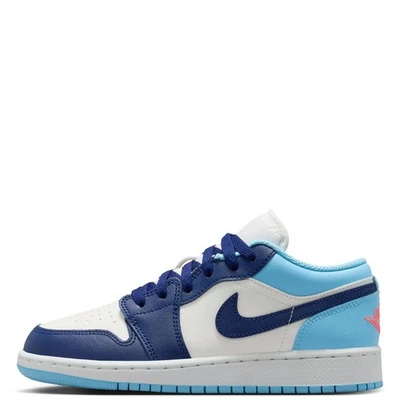 Jordan 1 Low Sail/Blue Void-Blue Chill para niños grandes (553560 149) Foto 1 de 4