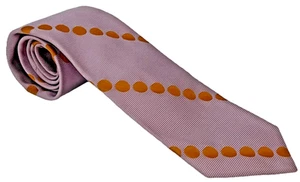 Corbata sin marca para hombre rosa naranja punto diagonal rayas tejido 100 % poliéster - Imagen 1 de 9
