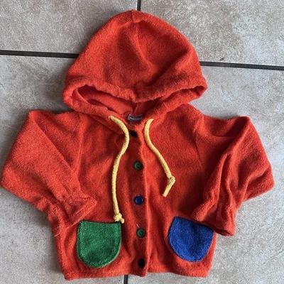 Sudadera con capucha vintage Carters bebé color naranja bloque tela de rizo Foto 1 de 4