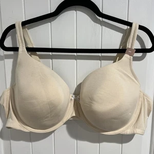 Lane Bryant Cacique Lined T-Shirt Style Underwire Cream Cotton Bra Size 46D - Picture 1 of 11