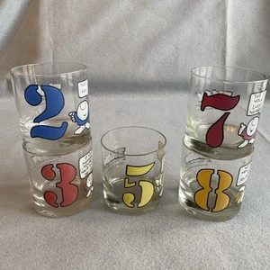 Ziggy by Tom Wilson Glasses 1977 Universal Press Syndicate Set of 5 #2 3 5 7 8 - Picture 1 of 15