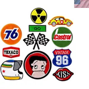 Durable 11-Pc Sewable & Iron-On Motor Racing Patches - Ideal for DIY Projects - Picture 1 of 4