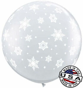 3ft HUGE 36" Snowflakes on Clear QUALATEX Balloon Latex Balloon Decoration Snow