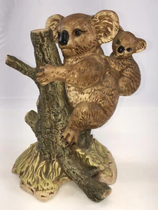 Vintage UCTCI Koala Bear Mother & Joey Ceramic Figurine In Tree 7 1/2” Tall - Picture 1 of 11