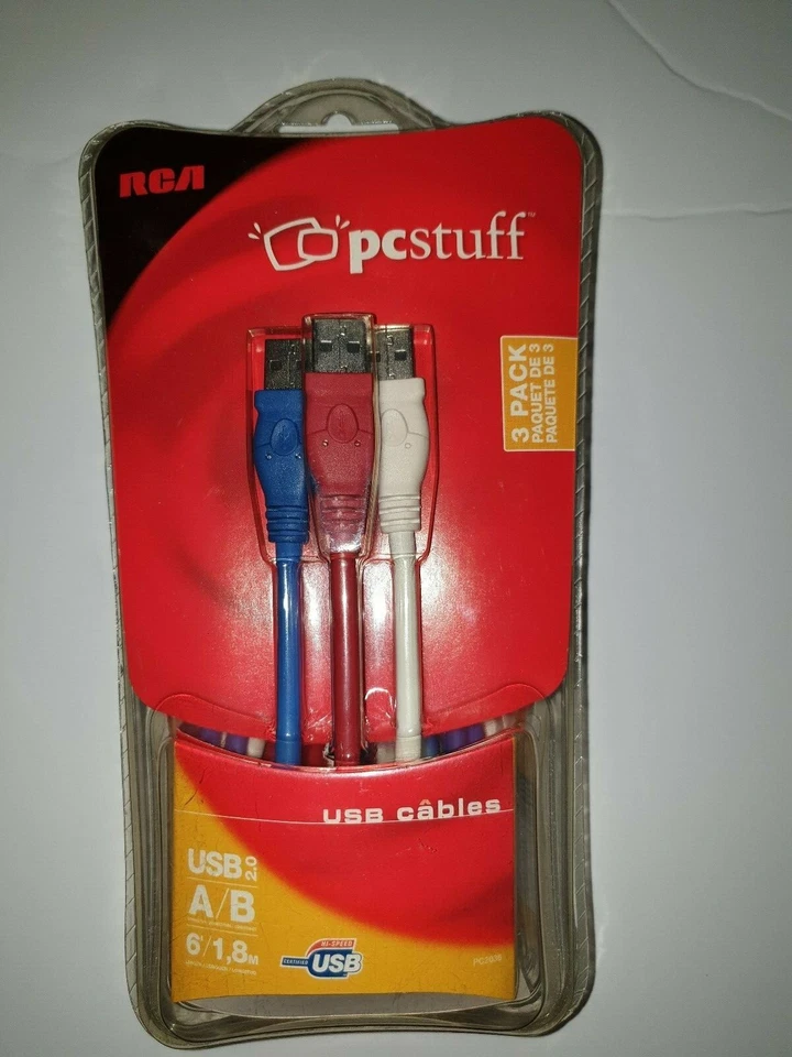 RCA 3-PACK  6 Ft / 2M USB Data Charging Cables  2.0 AND 1.1 Compatible  - Image 1 of 2