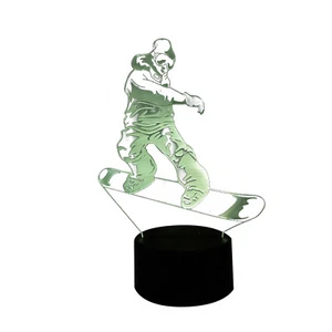 Funny 3D Snowboarding Night Light 7 Color Change LED Desk Lamp Room Decor Gift - Picture 1 of 11