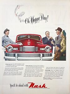 1947 Nash 600 Unibody Sedan Red Class Car  Wall Art 1940s Vintage Print Ad