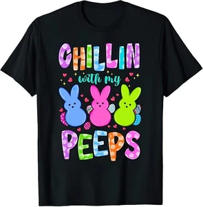 Chillin With My Peeps Bunny Funny Gifts Cute T-Shirt - Picture 1 of 5