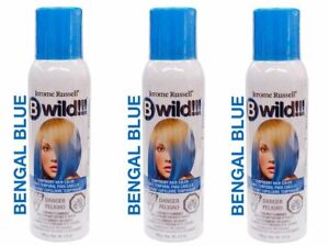 New 3 Pack Jerome Russell B Wild Temporary Hair Color Spray 3.5 OZ Bengal Blue