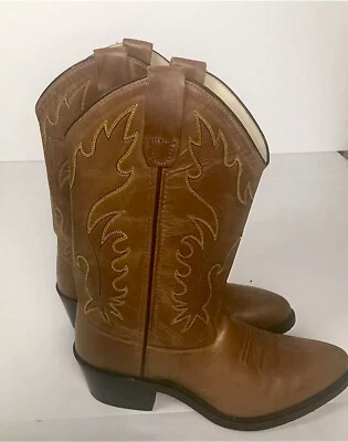 Old West CCY8129G Western Boots, Leather Cow Unisex Big Kids Size 5-D, Brown - Image 1 of 4