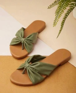 Green Handmade Indian Chappal – Stylish & Comfortable Women's Sandals - Picture 1 of 8
