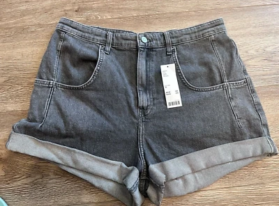 Pantalones Cortos Mujer BDG Carrie Puño Denim Elastizados Lavados Negros 32 NUEVOS CON ETIQUETAS Foto 1 de 4