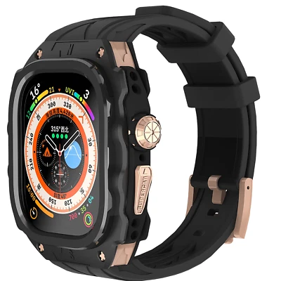 Estuche de metal resistente de lujo + correa de silicona para Apple Watch Ultra/Ultra 2 49 mm Foto 1 de 4