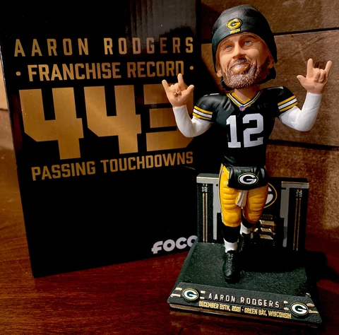 AARON RODGERS Green Bay Packers 2022 “FRANCHISE TOUCHDOWN RECORD 443”Bobblehead Cover