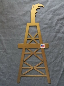 Lasergeschnittener Stahl Öl Derrick Wanddekor oder Ornament Naturstahl Gold - Bild 1 von 1