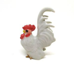 Ceramic Chicken statue dollhouse figurines porcelain animal miniature Vintage Lu