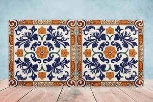 Azulejos de pared de cerámica griega - Juego de 2 azulejos de arte de cerámica para salpicadero de cocina para baño - Imagen 1 de 3