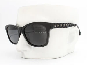 Gafas de sol Chanel ch5484-A 622/S4 negras acolchadas doradas pálidas logotipo CC con estuche nuevas con etiquetas - Imagen 1 de 8