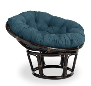 Midnight Blue Papasan Chair Cushion Wicker Frame Rattan Seat Fabric Soft Suede - Picture 1 of 3