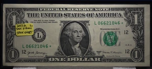VERY RARE FROM SF BEP SHEET 2017 $1.00 STAR NOTE VERY VERY RARE LOW RUN 500K - Picture 1 of 2