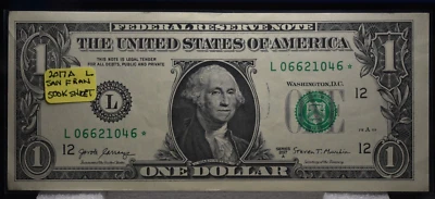 VERY RARE FROM SF BEP SHEET 2017 $1.00 STAR NOTE  VERY VERY RARE LOW RUN 500K - Image 1 of 2