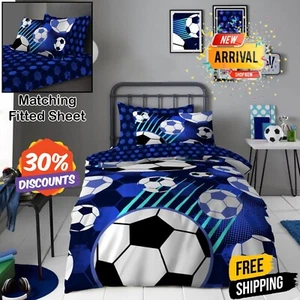 Kids Football Duvet Cover Set Pillowcase Soft Reversible Girls Boys OR Bedsheet - Picture 1 of 15