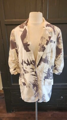 Blazer Coldwater Creek clásico mangas acanaladas mezcla de lino para mujer 14 usado Foto 1 de 4