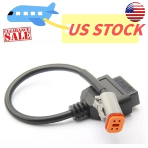 US:For Harley Davidson Motorcycle 4 Pin to 16 Pin OBD2 Diagnostic Cables Adapter - Picture 1 of 8