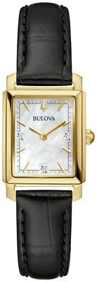 Bulova Women's Sutton Classic Quartz Gemmed Black Leather Watch 21 MM 97P166 - Image 1 of 4