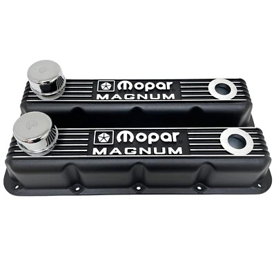 NOS Mopar MAGNUM Black Finned Valve Cover Set,  5.2L / 5.9L V8 - Image 1 of 4