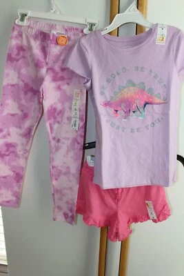 3 PC SET Girls Size 6 Jumping Beans Tops Shorts Leggings NWT Lot NEW Dinosaurs - Imagem 1 de 4