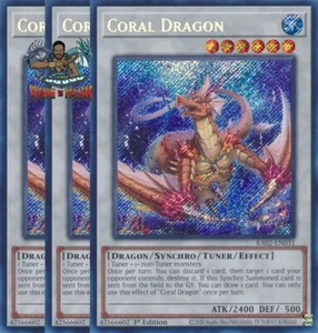 Yugioh! 3x Dragón Coral RA02-EN031 Secreto Raro 1ª Edición Casi Nuevo - Imagen 1 de 1