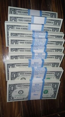 BEP $100 STRAPS OF ONE DOLLAR BILLS UNCIRCULATED SEQUENCE 2021 - Image 1 of 2