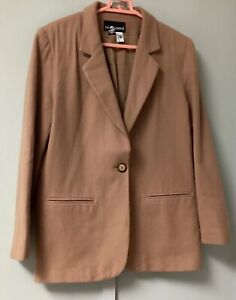 Sag Harbor 100% Wool Beige CamelBlazer Single-Breasted Jacket Size 8 One Button
