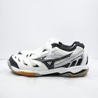 Mizuno Wave Rally 5 White Black Leather Mesh Volleyball Shoes - Women's 8