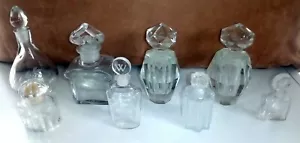 8 Cut Glass Perfume Bottles With Stoppers Crystal Lot Lead - Picture 1 of 12