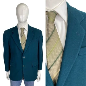 Blazer De Cachemira Vintage S 38R Verde Petrol Sportcoat Chaqueta Mod - Picture 1 of 11