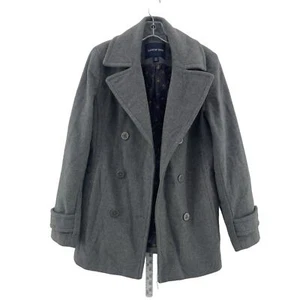 Lands' End Women's Gray Wool Button Up Warm Winter Pea Coat Size 6 Tall - Picture 1 of 5