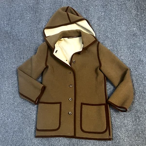 Vintage Bogner Jacket Womans 12 Brown Wool with Removable Hood Ski Winter - Picture 1 of 15