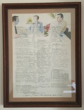 David Hockney Print Menu For Langan's Brasserie 1988 Michael Caine