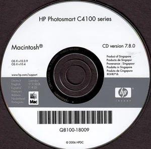 HP Photosmart C4100 Series Drivers / Utilities CD for Macintosh Version 7.8.0 - Picture 1 of 3