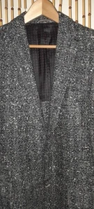 Vtg 50s Gray White Black Rockabilly Rnr Nubby Wool Car 3 Button Blazer Jacket 40 - Picture 1 of 8